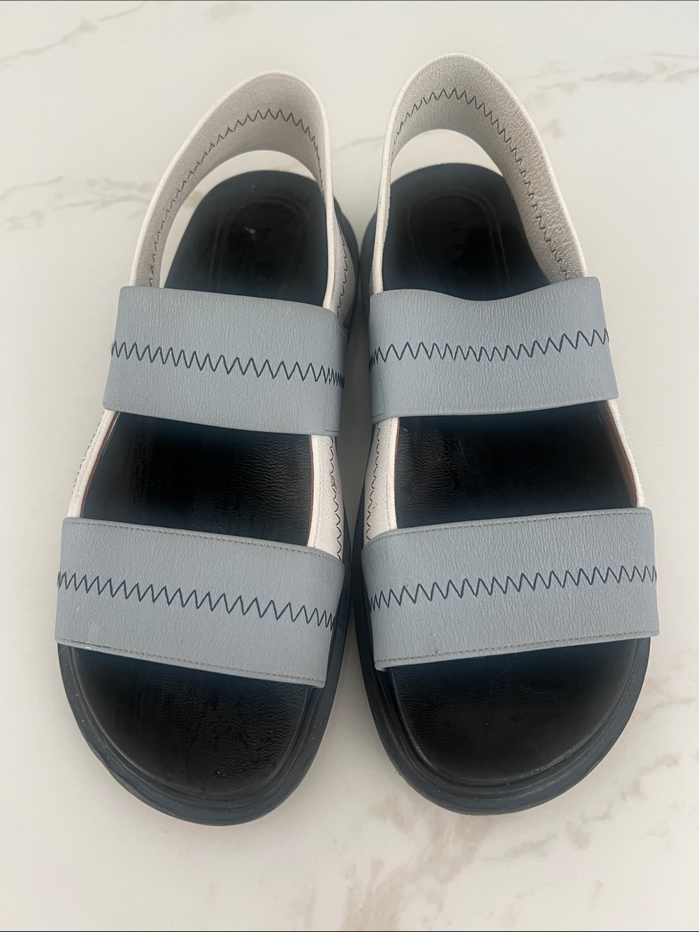Marni Pale Gray Double-Strap Slingback Sandals